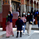 People walking down a street in Thimpu, Bhutan on Monday, April 12, 2021.